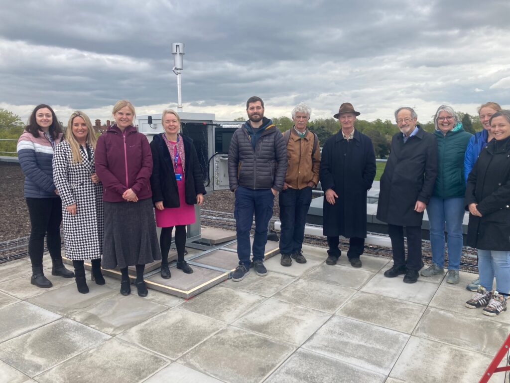 Professor Anna Hansell from the NIHR Leicester Biomedical Research Centre at the University of Leicester welcomed researchers past and present including to the roof of the George Davies Building, for the official opening of its Poleno machine by BBC East Midlands Today weather reporter, Anna Church, and Pro-Vice Chancellor of the University of Leicester Sarah Davies.